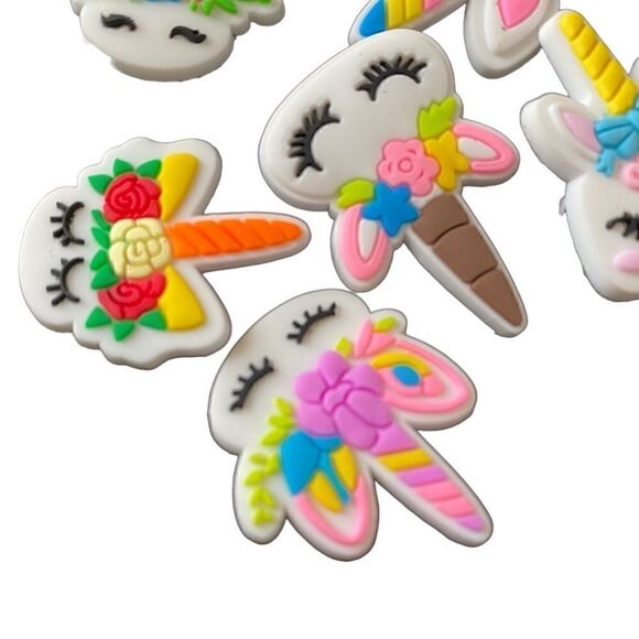 6 piece set Cartoon Unicorn Design Shoe Charms For Croc Sandals Cute Fit Kids - Picture 3 of 5